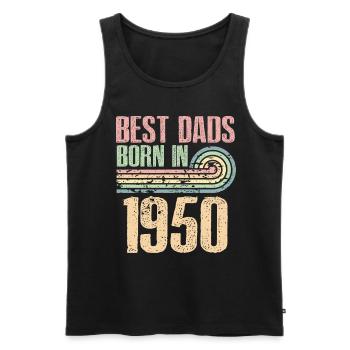 The best fathers were born in 1950, 73 years old, - Men's Premium Organic Tank Top - black - Front - AI Model Male 178 light (178cm)