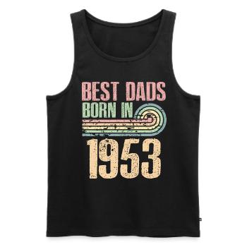 The best fathers were born in 1953, 70 years old, - Men's Premium Organic Tank Top - black - Front - AI Model Male 178 light (178cm)
