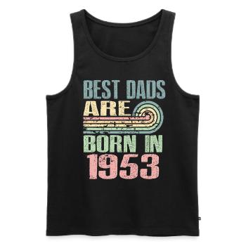 The best fathers were born in 1953, 70 years old, - Men's Premium Organic Tank Top - black - Front - AI Model Male 178 light (178cm)