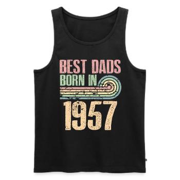 Die Besten Väter Sind 1957 Geboren, 66 Jahre Alt, - Männer Premium Bio Tank Top - Schwarz - Vorne - Michal (187cm)