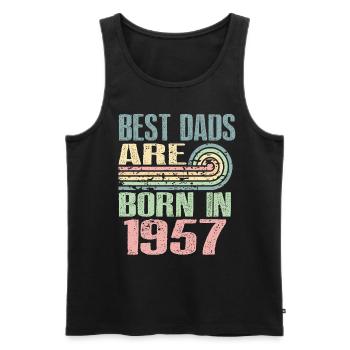 Die Besten Väter Sind 1957 Geboren, 66 Jahre Alt, - Männer Premium Bio Tank Top - Schwarz - Vorne - Michal (187cm)