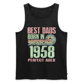 The best fathers were born in 1958, 65 years old, - Men's Premium Organic Tank Top - black - Front - AI Model Male 178 light (178cm)