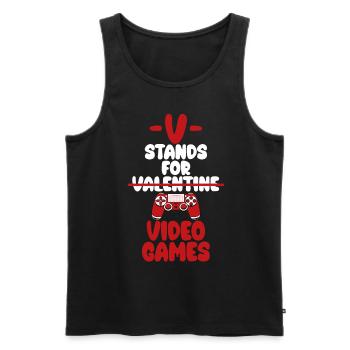 V Steht Für Videospiele Herren Kinder Jungen - Männer Premium Bio Tank Top - Schwarz - Vorne - AI Model Male 178 light (178cm)