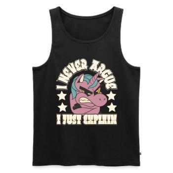 I'm not arguing, I'm just explaining why - Men's Premium Organic Tank Top - black - Front - AI Model Male 178 light (178cm)