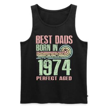 The best fathers were born in 1974, 49 years old, - Men's Premium Organic Tank Top - black - Front - AI Model Male 178 light (178cm)