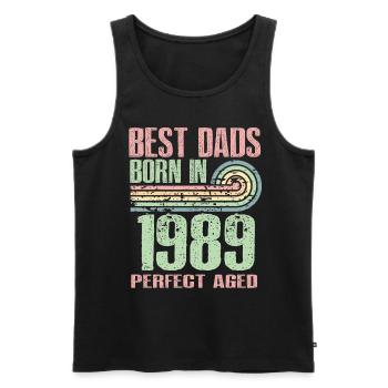 Die Besten Väter Sind 1989 Geboren, 34 Jahre Alt, - Männer Premium Bio Tank Top - Schwarz - Vorne - Michal (187cm)