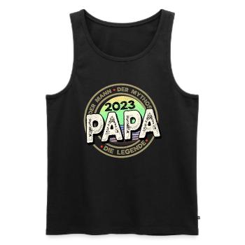 Werdender Papa 2023, Der Mann, Der Mythos, Die - Männer Premium Bio Tank Top - Schwarz - Vorne - Michal (187cm)