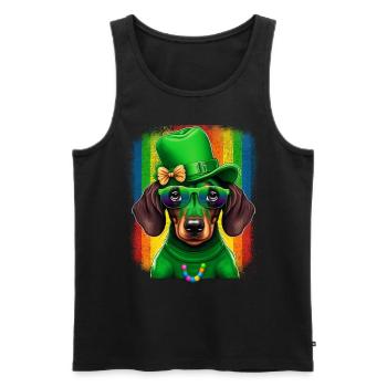 Saint-Patrick teckel Viennois Trèfle - Débardeur bio Premium Homme - noir - Devant - Michal (187cm)