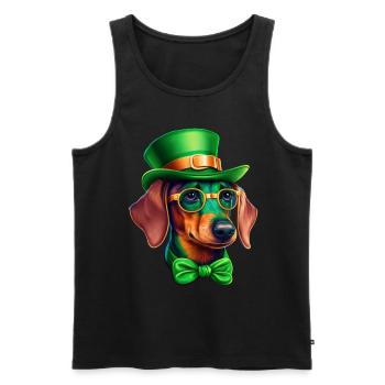 Saint-Patrick teckel Viennois Trèfle - Débardeur bio Premium Homme - noir - Devant - Michal (187cm)