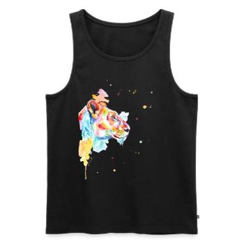 Bunte Aquarell Löwenmama - Männer Premium Bio Tank Top - Schwarz - Vorne - AI Model Male 178 light (178cm)