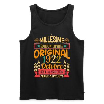 Millésime Né(e) Octobre 1922 Cadeau Anniversaire - Débardeur bio Premium Homme - noir - Devant - Michal (187cm)