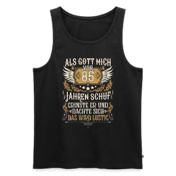 Als Gott mich vor 85 Jahren schuf 85. Geburtstag - Männer Premium Bio Tank Top - Schwarz - Vorne - AI Model Male 178 light (178cm)