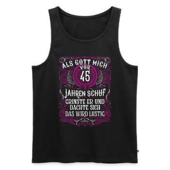 Als Gott mich vor 45 Jahren schuf 45. Geburtstag - Männer Premium Bio Tank Top - Schwarz - Vorne - Michal (187cm)