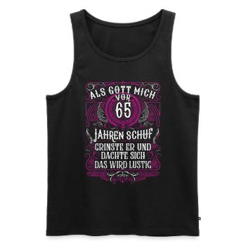 Als Gott mich vor 65 Jahren schuf 65. Geburtstag - Männer Premium Bio Tank Top - Schwarz - Vorne - Michal (187cm)
