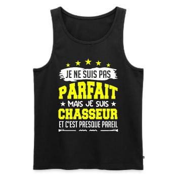 Parfait Chasseur | chasseur | chasse ! - Débardeur bio Premium Homme - noir - Devant - Michal (187cm)