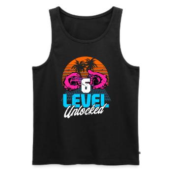 Level 6 Unlocked 6th Birthday Gamer 80s retro - Men's Premium Organic Tank Top - black - Front - Michal (187cm)