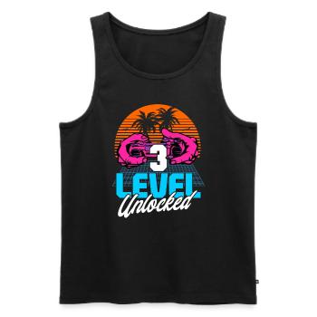 Level 3 Unlocked 3rd Birthday Gamer 80s retro - Men's Premium Organic Tank Top - black - Front - Michal (187cm)