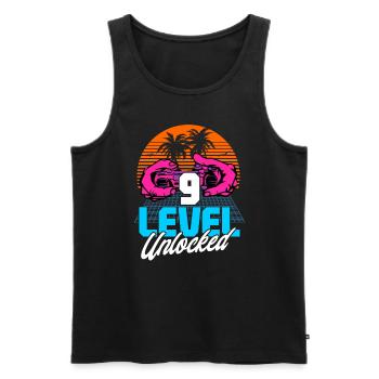 Level 9 Unlocked 9th Birthday Gamer 80s retro - Men's Premium Organic Tank Top - black - Front - Michal (187cm)