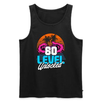 Niveau 80 Débloqué 80ème anniversaire Gamer 80s rétro - Débardeur bio Premium Homme - noir - Devant - Michal (187cm)