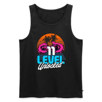 Level 11 Unlocked 11th Birthday Gamer 80s retro - Men's Premium Organic Tank Top - black - Front - Michal (187cm)