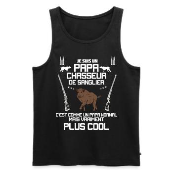 Papa Le chasseur cool sanglier - Débardeur bio Premium Homme - noir - Devant - Michal (187cm)