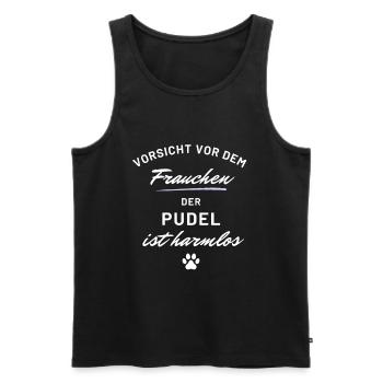 vorsicht frauchen pudel harmlos hunde spruch - Männer Premium Bio Tank Top - Schwarz - Vorne - Michal (187cm)