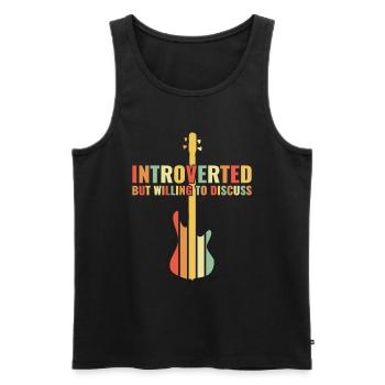 INTROVERTED BUT WILLING DISCUSS bass player - Men's Premium Organic Tank Top - black - Front - AI Model Male 178 light (178cm)