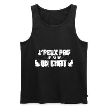 je peux pas je suis un chat en fait - Débardeur bio Premium Homme - noir - Devant - Michal (187cm)
