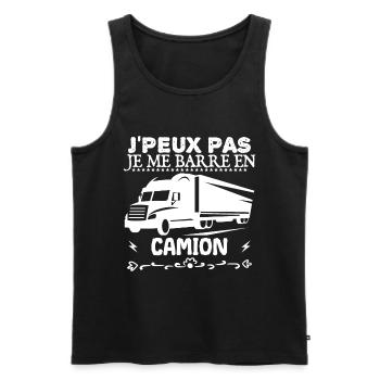T shirt je peux pas je me barre en camion - Débardeur bio Premium Homme - noir - Devant - Michal (187cm)