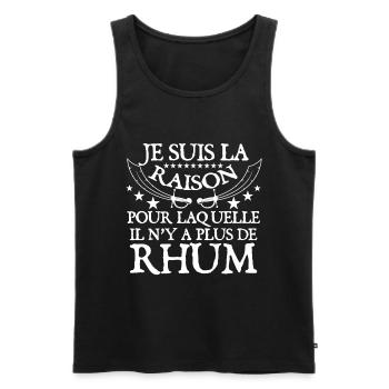 Bière alcool. Cadeau humour apéritif. Rhum - Débardeur bio Premium Homme - noir - Devant - Michal (187cm)