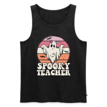 Lehrer Halloween Geist Spooky Teacher - Männer Premium Bio Tank Top - Schwarz - Vorne - Michal (187cm)