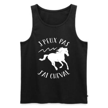 Je Peux Pas J'ai Cheval | fan de cheval | chevaux - Débardeur bio Premium Homme - noir - Devant - AI Model Male 178 light (178cm)