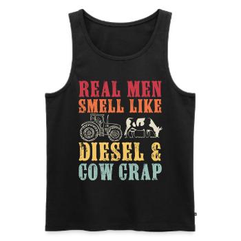 Real men smell like diesel and cow crap, funny - Men's Premium Organic Tank Top - black - Front - Michal (187cm)