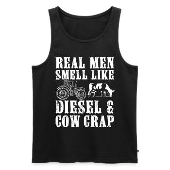 Real men smell like diesel and cow crap, funny - Men's Premium Organic Tank Top - black - Front - Michal (187cm)
