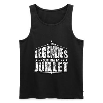 Juillet | les Légendes sont nés en Juillet Anniv - Débardeur bio Premium Homme - noir - Devant - Michal (187cm)