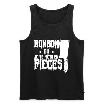 Halloween | un bonbon ou je te mets en piece - Débardeur bio Premium Homme - noir - Devant - Michal (187cm)