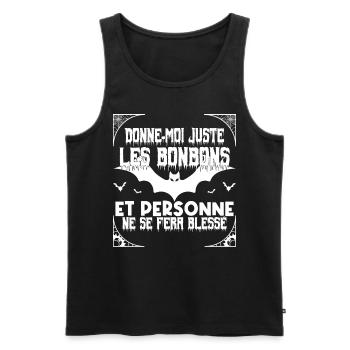 cadeau Halloween humour | Déguisement Halloween !! - Débardeur bio Premium Homme - noir - Devant - AI Model Male 178 light (178cm)