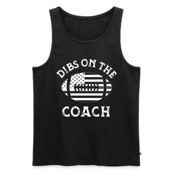 Dibs On The Coach, drôle d’entraîneur de football - Débardeur bio Premium Homme - noir - Devant - AI Model Male 178 light (178cm)