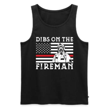 Retro Groovy Dibs On The Fireman, drôle - Débardeur bio Premium Homme - noir - Devant - Michal (187cm)