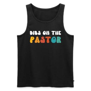 Retro Groovy Dibs On Der Pastor, lustige Pastoren - Männer Premium Bio Tank Top - Schwarz - Vorne - Michal (187cm)