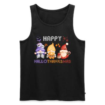 Happy HaloThanksMas, Halloween, Thanksgiving, - Männer Premium Bio Tank Top - Schwarz - Vorne - Michal (187cm)