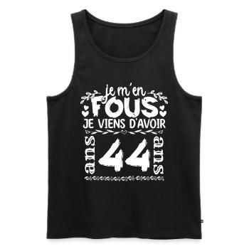 Anniversaire 44 ans | Je m'en fous j'ai 44 ans - Débardeur bio Premium Homme - noir - Devant - Michal (187cm)