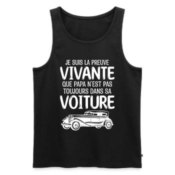 Je suis la preuve que papa t-shirt voiture - Débardeur bio Premium Homme - noir - Devant - Michal (187cm)