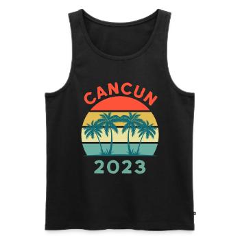 Cancun 2023 Vacances d’été au Mexique, Cancun Retro - Débardeur bio Premium Homme - noir - Devant - AI Model Male 178 light (178cm)