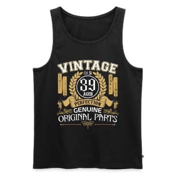 Vintage 39 ans - cadeau d’anniversaire 39 ans - Débardeur bio Premium Homme - noir - Devant - AI Model Male 178 light (178cm)