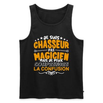 Chasseur | Chasseur pas Magicien | Meilleur Chasse - Débardeur bio Premium Homme - noir - Devant - AI Model Male 178 light (178cm)