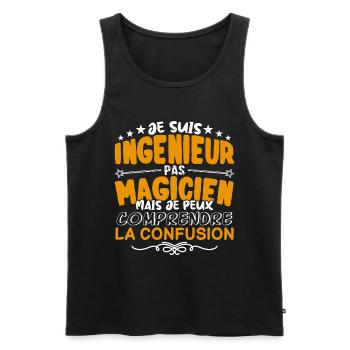 Ingénieur | Ingénieur pas Magicien | Meilleur Ingé - Débardeur bio Premium Homme - noir - Devant - Michal (187cm)