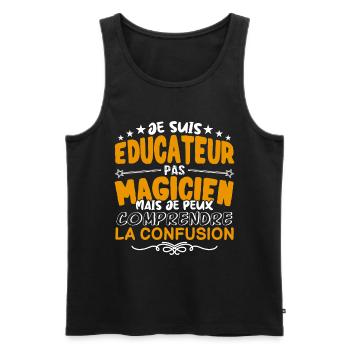 Educateur | Educateur pas Magicien | Meilleur Educ - Débardeur bio Premium Homme - noir - Devant - AI Model Male 178 light (178cm)