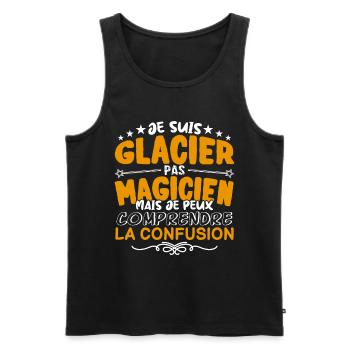 Glacier | Glacier pas Magicien | Meilleur Glacier - Débardeur bio Premium Homme - noir - Devant - Michal (187cm)