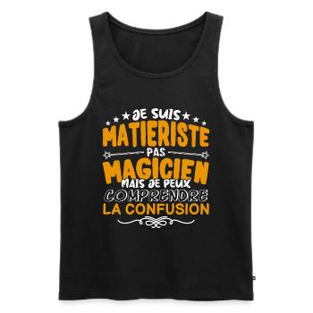 Matieriste | Matieriste pas Magicien | Meilleur Ma - Débardeur bio Premium Homme - noir - Devant - Michal (187cm)